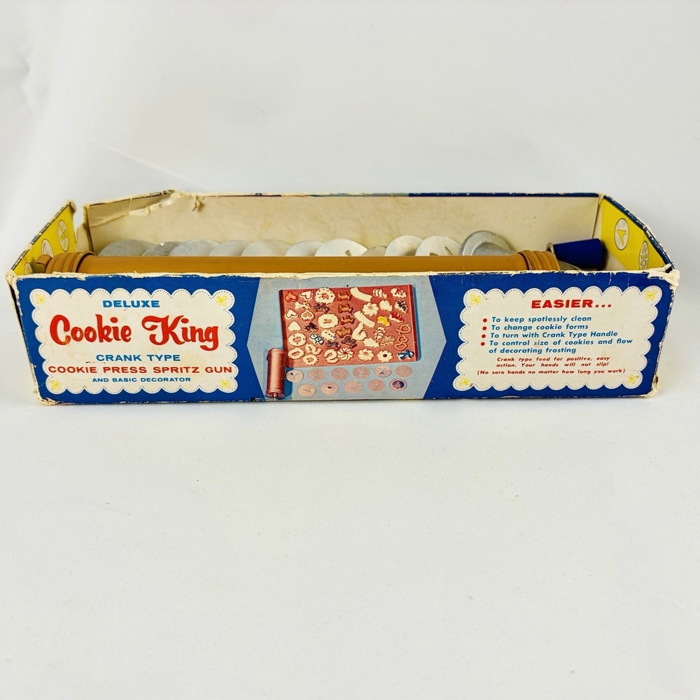 Nordic Ware Deluxe Cookie King Press Spritz Crank 10 Discs Decorator Tip Vintage - Picture 4 of 8